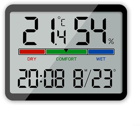 ReachMall Bathroom Clock Shower Timer, Waterproof Clocks for Bathroom Thermometer Hygrometer Wall Clock for Gym, Room, Kitchen, Office(Black)