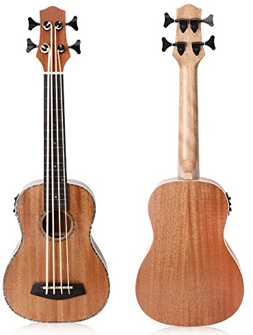 Ukulele Basso Elettrico, Sapele Ubass da 30 Pollici per Professionisti Principianti con Pickup per Adulti e Bambini, Alimentato a Batteria CR2032 (non inclusa)