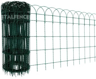Italfence - Bordure de jardin décorative, galvanisé et plastifiée, Clôture de jardin (Toutes les hauteurs) [H 65cm, 10m]