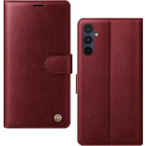 AIMOYU for Samsung Galaxy A16 5G/4G Flip Wallet Leather Case with 4 Card Slots, Kickstand, RFID Blocking, Magnetic Protective Shockproof Cover - Wine Red