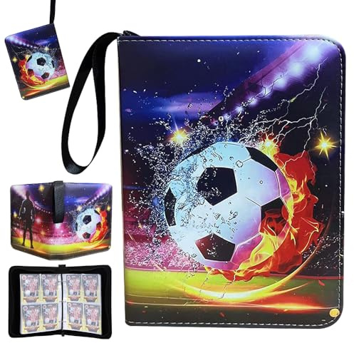 Mineup Fußballkartenalbum, Sammelkartenalbum, Fußballkarte, 50 Seiten, Fußballkarten, Kapazität für 400 Karten, große Sportkarten, 3 Ringe