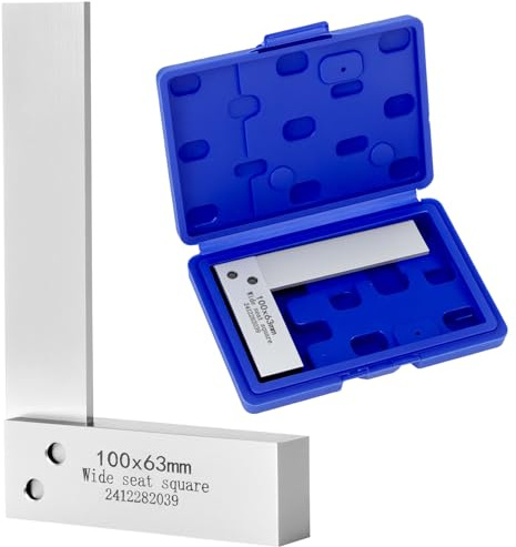 QWORK® Precision Machinist Square 100x63mm (4x2.5 inch) - Engineers Square Try Square 90 Degree, Hardened Steel