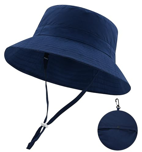 MK MATT KEELY Sommar Barnhatt Bomull Vikbar Solhatt Baby Unisex Solhatt Hav Fiskare Solskydd, Mörkblå, 1-3 anni