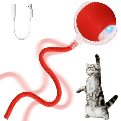 SENLINLIN Katzenspielzeug, intelligenter interaktiver Katzenball, elektrisches automatisches Spielzeug für Indoor-Katzen, wiederaufladbar, unregelmäßig bewegliches Katzenspielzeug, stimuliert
