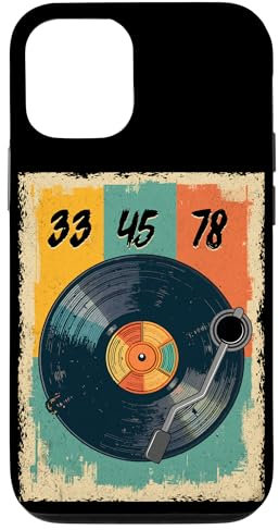 Tourne-disque vinyle rétro 33 45 78 tr/min pour amateur de DJ Coque pour iPhone 12/12 Pro
