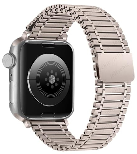 EPANO Metal Strap for Apple Watch Ultra Band 49mm Series 10/9/8/7 41mm 45mm Steel Wristband Iwatch 6 SE 5 4 3 38mm 40mm 42mm 44mm S10 46mm 42mm Watchbands(Starlight,S10 42mm)