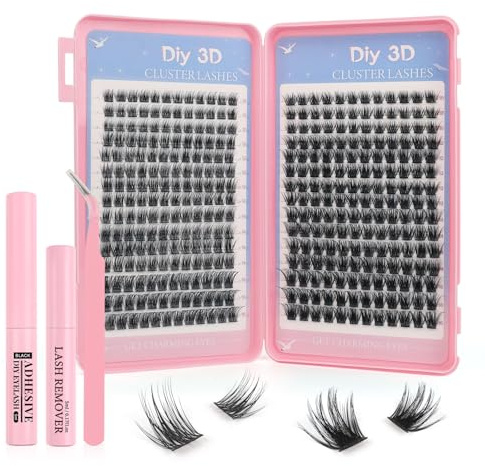 Glowing Win Wimpern Extensions Set 360 Stück Einzelne Wimpern Mit Kleber | Mit Entferner&Applikator Cluster Lashes Extension 10-16mm Wimpernverlängerung für DIY zu Hause
