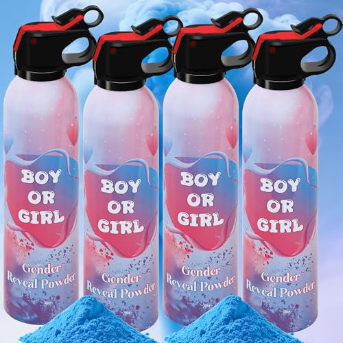 4-Pack Gender Reveal Rauchbomben, Biologisch Abbaubar Konfettikanone, Blau Maisstärkepulver, 3m Effekt für Baby Geschlechtsverkündung, Gender Party Deko