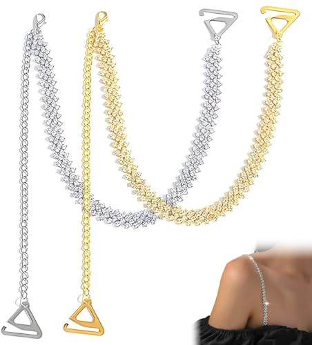 VONJUMA 2 Pcs Tirantes Sujetador Decorativos Tirantes De Sujetador De Diamantes De Imitación Correas Ajustables Con Purpurina Antideslizantes Y Elegantes Perfectas Para Vestidos Y Tops Ideal