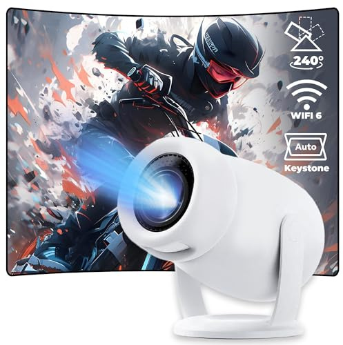 Miniproyector con HD, 300 lúmenes ANSI, resolución 720P, proyector portátil para Dormitorio, Cine en casa y Uso en Exteriores, diseño Compacto, Juegos Integrados y proyección Inteligente 180