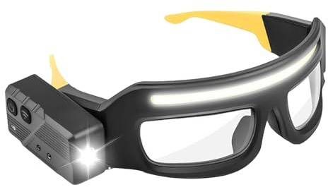 Germes De Sécurité Avec Lumières, Ajustement Confortable, 16x8x6cm, Verre De Sécurité LED Éclairé, Lunettes De Protection Professionnelle, Revêtement Ti-Fog, Pour Le Vélo, Le Soudage, La Conduite, La