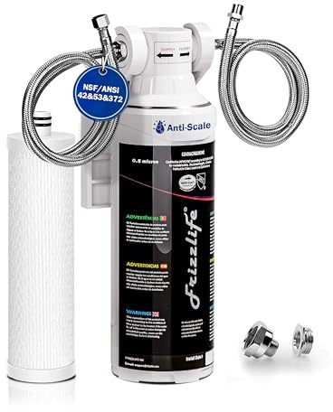 Frizzlife MK99 Filtre à eau sous évier certifié NSF/ANSI 42&53&372, filtre à eau potable connexion directe au robinet de cuisine, réduit le plomb, le chlore, les métaux lourds, le citron vert, 0,5