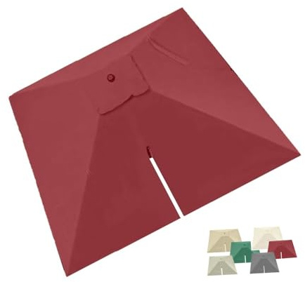 Auvent de rechange pour parasol de terrasse carré de 3 x 3 m, tissu imperméable pour parasol déporté de 3 x 3 m, 8 baleines, housse de parasol de terrasse rouge résistante aux UV
