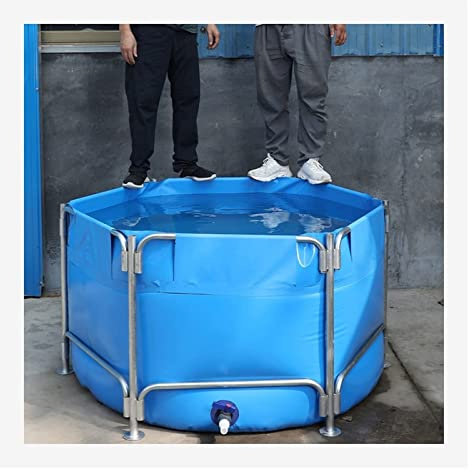Grand Bassin à Poissons Circulaire Hors Sol en Toile – Réservoir d'eau d'aquarium extérieur avec vanne de vidange pour Jardin, idéal pour Les carpes koï, la Piscine de Jeux pour Enfants et l