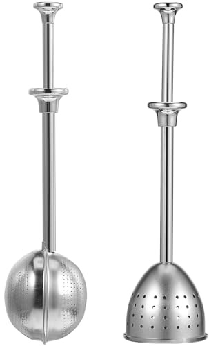 Toyvian 2 pièces Infuseurs à Thé Inox Lot avec Longue Poignée Filtre Fin pour Thé Vrac Cuillère Passoire pour Tasse et Théière
