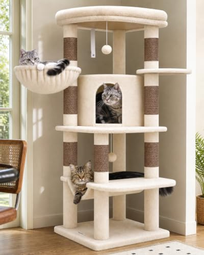 Globlazer C51 Sturdy Cat Tree Tower Corner Hammock 45CM Cave for Indoor Cat