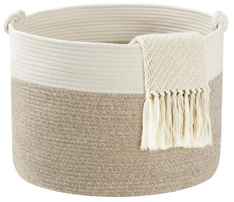 COSYLAND Cesto portabiancheria in cotone naturale - Pieghevole con manici portabiancheria sporca, Cesta portabiancheria per bagno, camera da letto e cameretta - 50x50x35cm (Marrone)