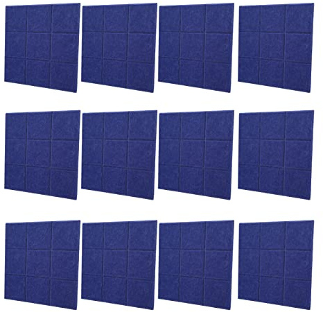 12Pcs Soundproofing Insulation Panel, Acoustic Treatment Decoration, High Density Polyester Fiber Beveled Edge Tiles for Studio Office Home Theater, Dark Blue Sound Proof Padding w