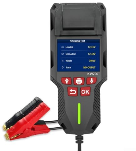 HOHOVYVY KW700 - Tester e analizzatore per batteria al litio da 12 V/24 V, con stampante termica per auto, misura la resistenza interna CCA e i sistemi di ricarica