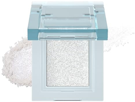 Glitter ögonskugga silver, metallisk ögonskugga med diamant gnista, högpigmenterad och vattentät makeup-highlighter, blandbar och rynkfri ögonmakeup, långvarig formel, slätt pulver