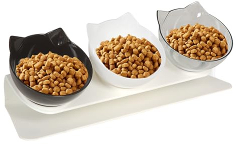 Set med kattskålar, anti-spill, halkfri matskål, set med kattmatskålar, för vardagsrum, sovrum, balkong, kattraser, alla storlekar och