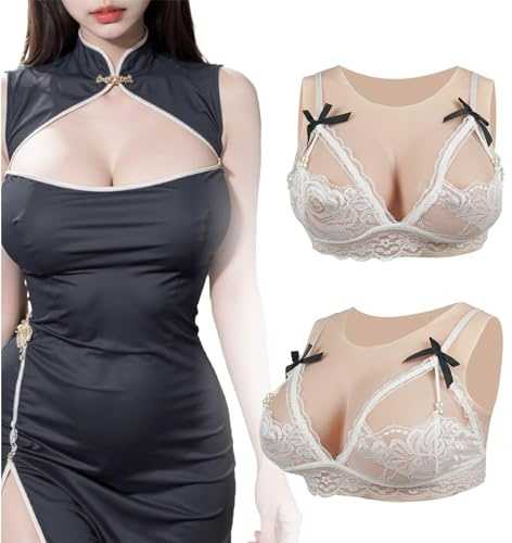 Minaky Silikon Brüste Brustformen, Crossdresser Brüste, Runder Kragen Falsche Brüste, Realistisch für Cosplay, Transgender