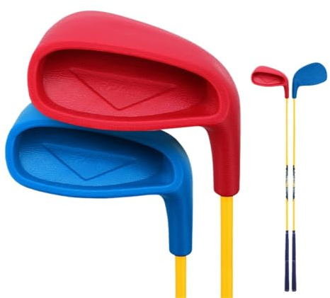 Barn nybörjare, golfklubba, järn, junior, #7, golfjärn med lätt kolskaft för enkelklubbar, golfövning (ålder 9-12, röd)