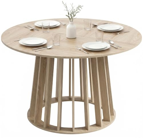 HOMCOM Table à Manger Ronde pour 4 à 6 Personnes Ø 120 x 75 cm Bois Naturel
