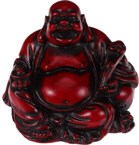 VOSAREA Lachender Statue Sitzender Shakyamuni Figur Skulptur Home Büro Auto Deko