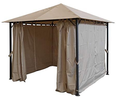 QUICK STAR Metall Garten Pavillon Nizza 3x3m Antik Partyzelt Sand mit 4 Seitenteilen