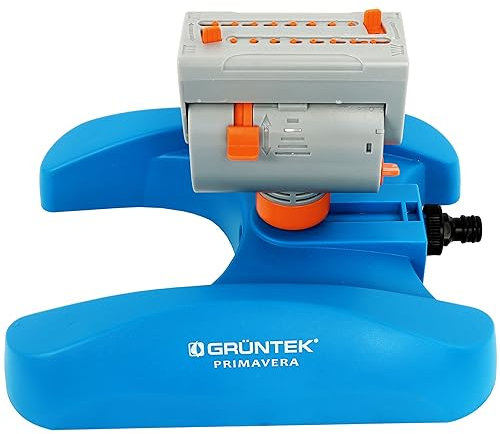 Robuster GRÜNTEK Oszillationssprinkler mit Turbo-Motor – Viereckregner mit 16-Düsen Bewässerungssystem, bruchfester ABS-Kunststoff, für gleichmäßige Beregnung großer Flächen