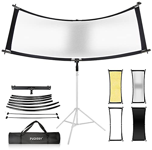 FUDESY Clamshell Light Reflector/Diffuser,67x24 Curved Photography Lighting Reflector for Photo Video Studio Shooting with Black/Silver/White/Gold Reflectors,Carry Bag