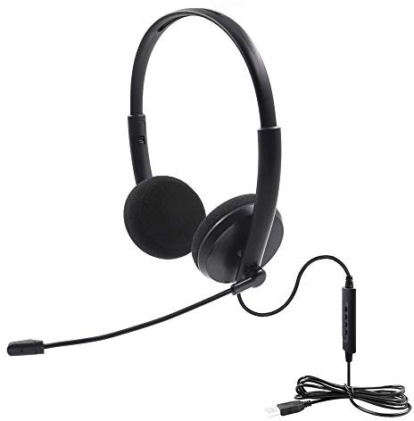 AUELEK Casque PC Filaire avec Micro Anti-Bruit et Contrôle Volume Super Léger, Clavardage Clair, Ultra Confort pour Skype/Centre D'appels/Bureau