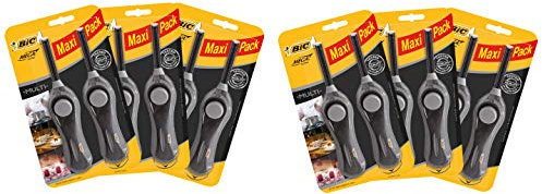 BIC 6cm extension wand Utility Lighter that lasts up to 750 lights, Black, Pack of 12