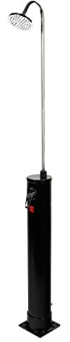 Haushalt International Solar Gartendusche 18 Liter Solardusche Regendusche Außendusche Pooldusche ohne Stromanschluss mit Wasserhahn und Regenduschkopf Gartenschlauch-Anschluss schwarz/Silber