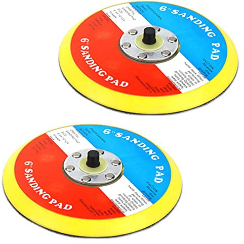 SI FANG 2Pcs 6 inch Hook and Loop Backing Pads 5/16-24 Thread Polishing Pads Backing Plate for DA Air Sander Polisher, Dual Action Random Orbital Sanding Pad, 12000RPM Pneumatic Sander Accessories