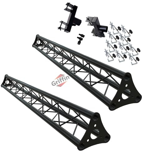 GRIFFIN Triangle Truss Extension Lighting System (Stage-MountPRO Series) – Installs on your Speaker Stands – DJ 2x Trussing Kit with C Clamps Mounting Brackets & Platform Hardware Set