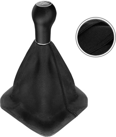 L & P Car Design Schaltsack Echtleder Schaltmanschette Schwarze Naht Schaltknauf 5 Gang 23mm kompatibel mit VW Golf 4 IV Plug Play Ersatzteil für 1J0711113