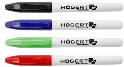 Högert Technik – Permanent märkpenna 4 st. -Mix – markörset finns i 4 färger – vattentät penna för glas, metall, trä och co