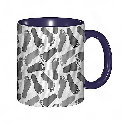 DHAEY Mug porcelaine fine Le pas humain monochromatique continu de la multitude de pieds Ims sur fond uni |Mug humour pour collègue, amis, copains, frères et soeurs |Mug original avec