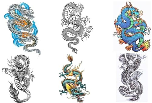6 Blätter Temporary Drachen Dragon Tattoo Fake Arm Tattoo Dragon 6