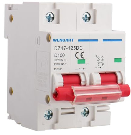 Wengart Disjoncteur Miniature DZ47-63Z,DC500V D100A,Montage sur rail DIN,Isolateur de système solaire photovoltaïque