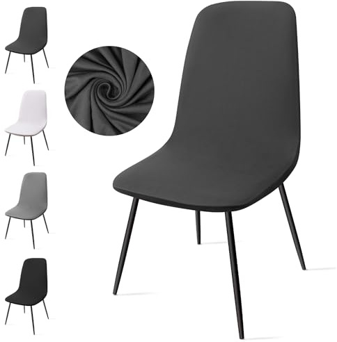Coprisedie con Schienale 4 Pezzi, Copertura delle Sedia Lavabile Estraibile Coprisedia Moderna Coprisedia per Sala da Pranzo Elastica Fodere per Sedia Adatta per Casa,Hotel(C-GrigioScuro,4PCS)