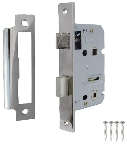 Mortice Lock Sashlock Lever Locks 2.5 Bolt Through Reversable Bathroom Lock (64mm (2.5 Inch), Bath Lock, Nickel Plate)