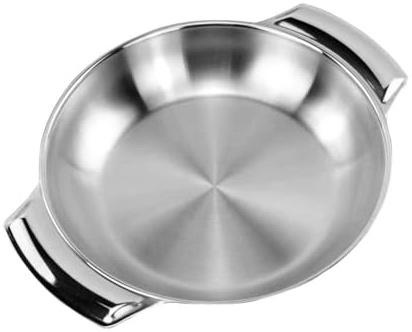 HOLIDYOYO Olla De Acero Inoxidable 6.9 Pulgadas Con Doble Mango Para Cocina Hogar Restaurante Olla De Cocción Múltiple Ideal Para Mariscos Paella Fácil De Limpiar