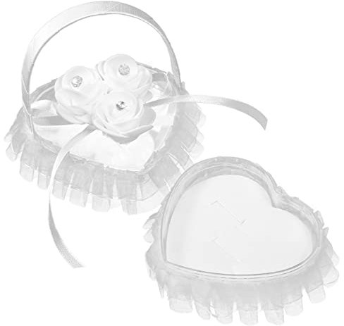 Alipis Ringkissen aus Spitze hochzeitsdeko hochzeitslaken weißes für Ringträger Ringe Vintage- Herzringkissen Ringkissen zur Hochzeit klein Ringhalter Strasssteine schmücken