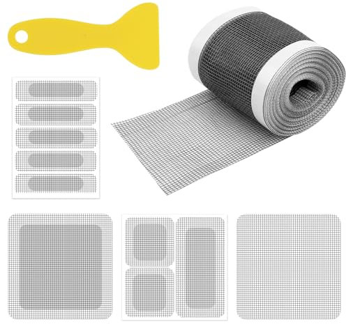 Fliegengitter Reparatur Set, 7CMX5M Fenster Reparaturband Selbstklebend Schwarz Fliegengitter Reparatur Klebeband Glasfaser Reparatur Band Verhindern Moskitos Insekten