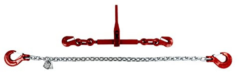 Chaîne d'arrimage EN 12915-3 classe de qualité 8, en 2 parties, épaisseur 6 mm, longueur 3,0 m, finition galvanisée, force de traction autorisée 2200 daN (2,2 to), force de précontrainte 550 daN, pour