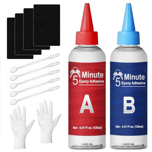 LAMXIN 5 Minute Epoxy Glue 250ml, Tough Durable Heat-Resistant Epoxy Resin Glue, Quick Cure Clear 2 Part Epoxi Adhesives for Metal, Wood, Tile, Most Plastics & More
