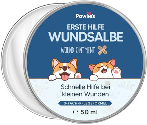 Pawlie's Wundsalbe für Hunde & Katzen (50ml) – Salbe für Hunde mit natürlichen Inhaltsstoffen – Wundsalbe für Katzen – Analdrüsen Salbe Hund – Silberspray Alternative